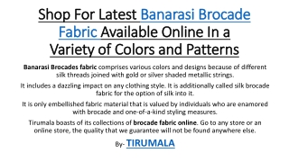 buy banarasi brocade fabric online at best price in india@tirumala