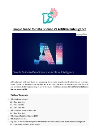 Simple Guide to Data Science Vs Artificial Intelligence