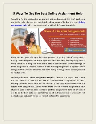 5 Ways To Get The Best Online Assignment Help