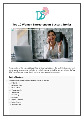 Top 10 Women Entrepreneurs Success Stories
