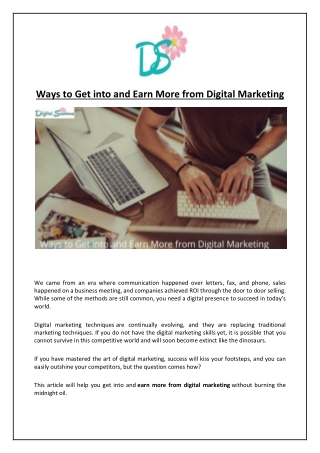 Ways to Get into and Earn More from Digital Marketing