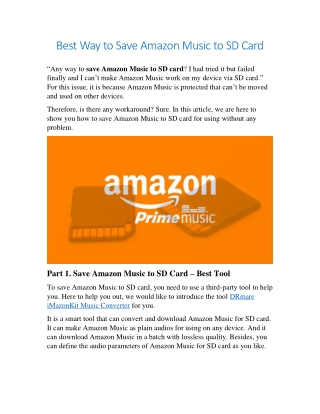Best Way to Save Amazon Music to SD Card