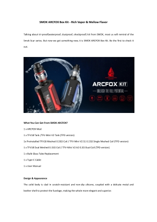 SMOK ARCFOX Box Kit - For Reassuring Vaing & Rich Vapor