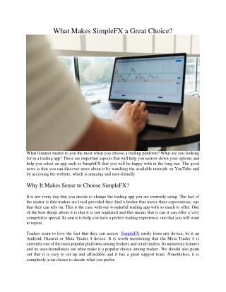 What Makes SimpleFX a Great Choice?
