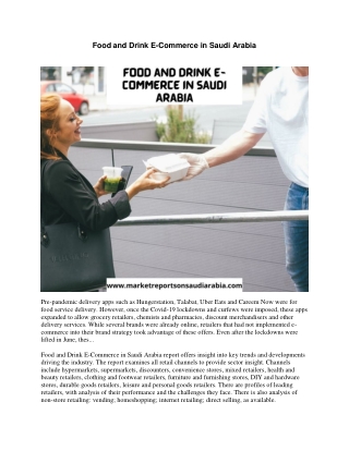 Food and Drink E-Commerce in Saudi Arabia