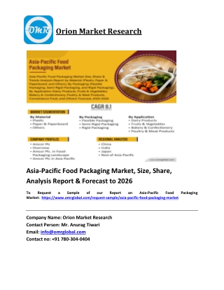 Asia-Pacific Food Packaging Market Trends, Size, Competitive Analysis and Forecast 2020-2026