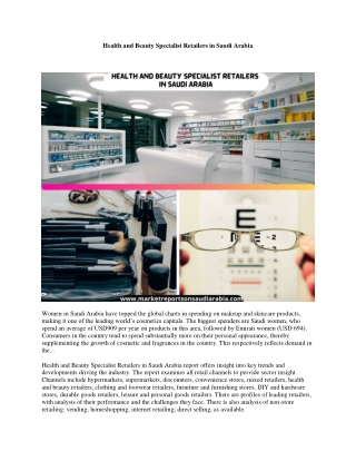 Health and Beauty Specialist Retailers in Saudi Arabia