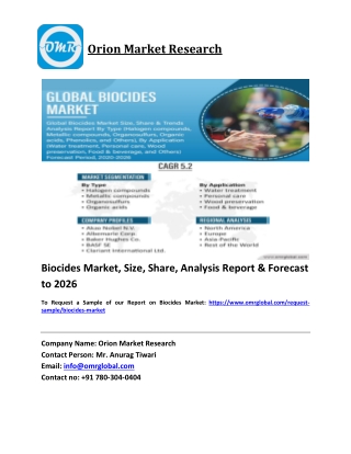 Biocides Market Trends, Size, Competitive Analysis and Forecast 2020-2026