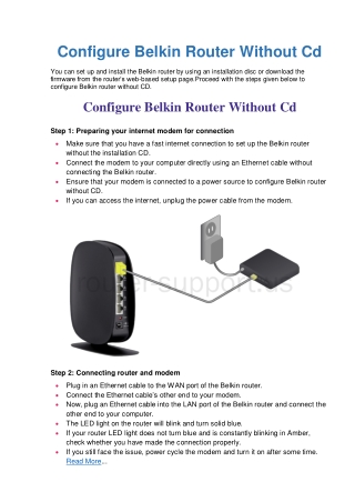 How To Configure Belkin Router Without Cd | 3 Easy Steps