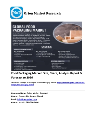 Food Packaging Market Trends, Size, Competitive Analysis and Forecast 2020-2026
