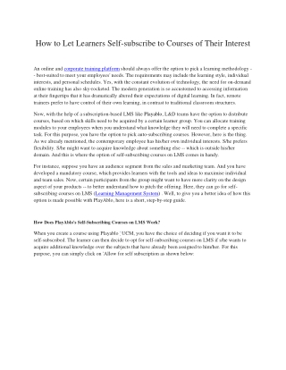 How to Let Learners Self-subscribe to Courses of Their Interest