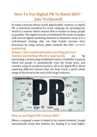 How To Use Digital PR To Boost SEO - Jain Technosoft