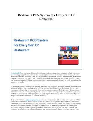Restaurant POS System For Every Sort Of Restaurant