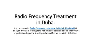 Radio Frequency Treatment in Dubai