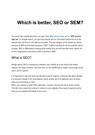 Which is better, SEO or SEM?