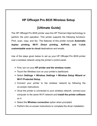 HP Officejet Pro 8035 Wireless Setup  [Ultimate Guide]