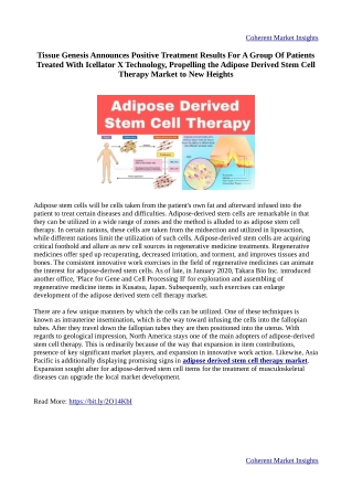 Adipose Derived Stem Cell Therapy Market - Global Opportunity Analysis, Industry Trends and Forecast