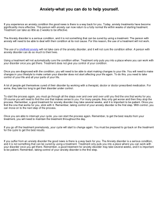 Avoiding Anxiety Disorder