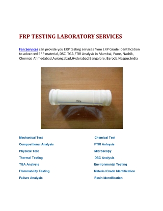 Composite,FRP,FTIR,TGA,DSC,Mechanical Testing Lab, Chennai, Pune,Hyderabad,Banglore,India