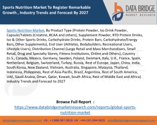 Sports Nutrition Market To Register Remarkable Growth , Industry Trends and Forecast By 2027