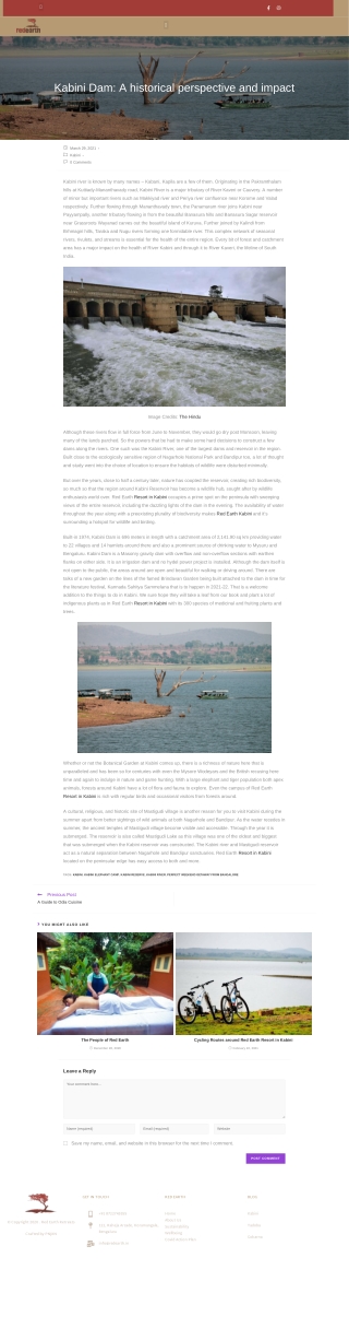 Kabini Dam: A historical perspective and impact