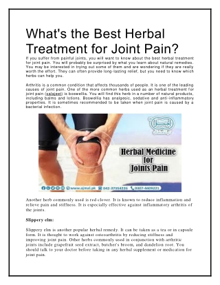 What's the Best Herbal Treatment for Joint Pain?