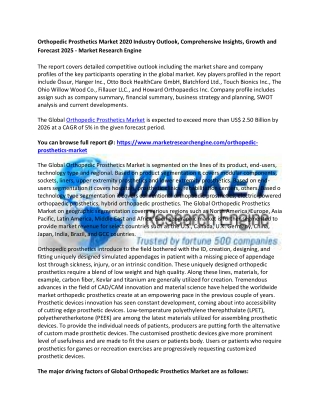 Orthopedic Prosthetics Market