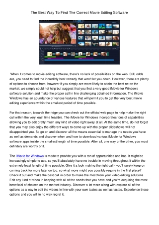 TheBestWayToFindTheCorrectMovieEditingSoftware