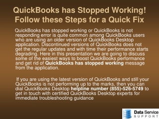 Quick books has stopped working error