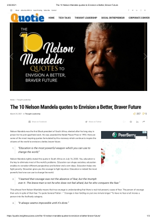 The 10 Nelson Mandela Quotes To Envision A Better, Braver Future