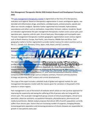 Pain Management Therapeutics Market