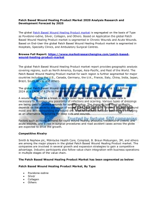 Patch Based Wound Healing Product Market
