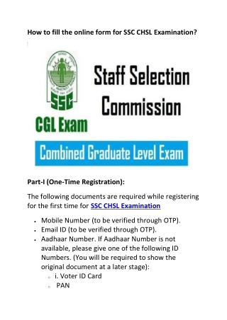 How to fill the online form for SSC CHSL Examination?