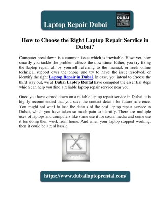 How to Choose the Right Laptop Repair Service in Dubai?