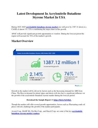 Latest Development In Acrylonitrile Butadiene Styrene Market In USA