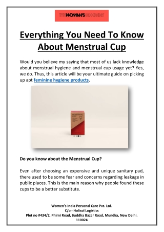 Everything You Need To Know About Menstrual Cup