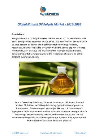 Global Natural Oil Polyols Market - 2019-2026