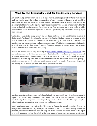 What Are the Frequently Used Air Conditioning Services