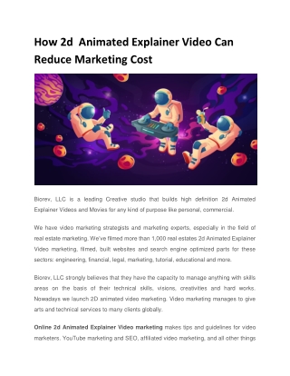 How 2d  Animated Explainer Video Can Reduce Marketing Cost