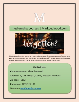 mediumship courses | Markbedwood.com