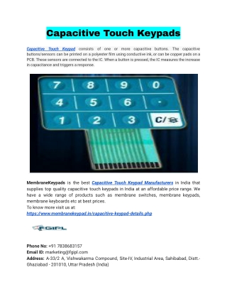 Capacitive Touch Keypads