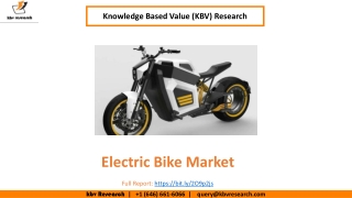 Electric Bike Market size worth $73.2 billion by 2026 - KBV Research