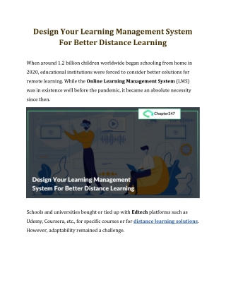 Design Your Learning Management System For Better Distance Learning