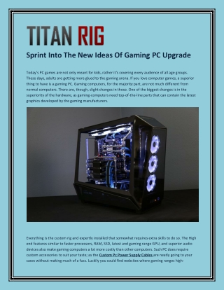 Sprint Into The New Ideas Of Gaming PC Upgrade