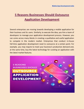 5 Reasons Businesses Should Outsource Application Development