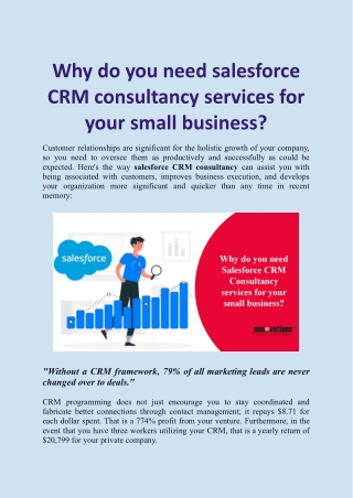Why do you need Salesforce CRM Consultancy Services for your Small Business?