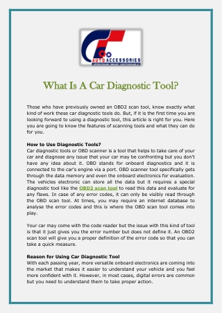 What Is A Car Diagnostic Tool?