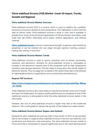 Yttria-stabilized Zirconia (YSZ) Market- Covid-19 impact, Trends, Growth