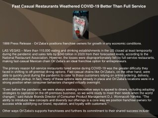 Fast Casual Restaurants Weathered COVID-19 Better Than Full Service