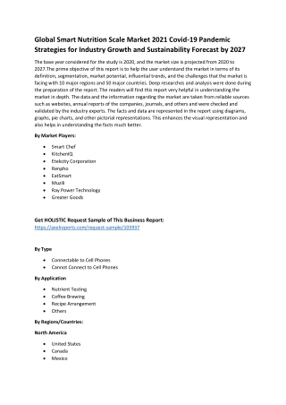 Global Smart Nutrition Scale Market 2021 Covid-19 Pandemic Strategies for Industry Growth and Sustainability Forecast by
